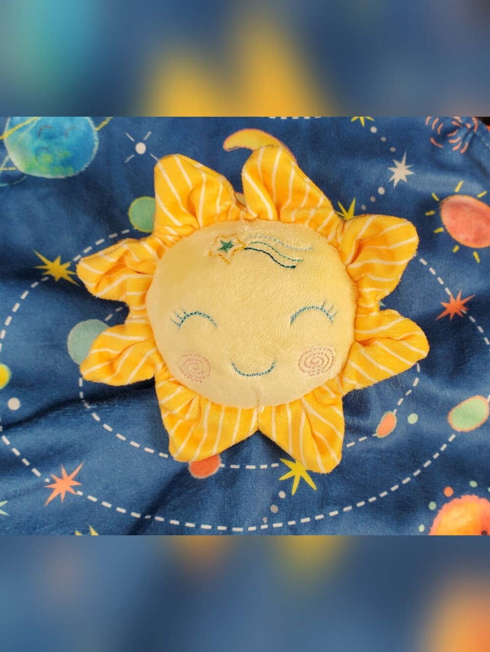 Mary Meyer Baby Cosmo Sun and Planets Round Lovey Security Blanket - EUC
